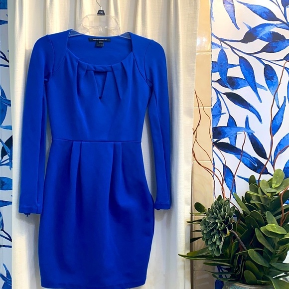NWOT French Connection Electric Blue Long Sleeve Polyester Blend Dress Size 4 - Picture 4 of 10